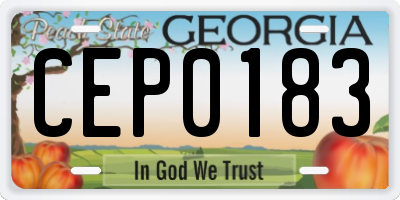 GA license plate CEP0183