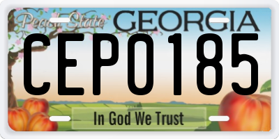 GA license plate CEP0185