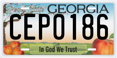 GA license plate CEP0186