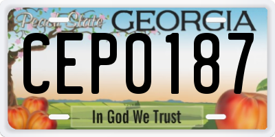 GA license plate CEP0187