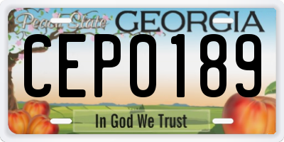 GA license plate CEP0189