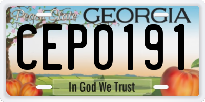 GA license plate CEP0191