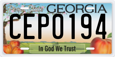 GA license plate CEP0194