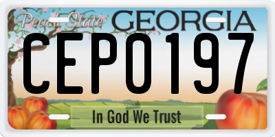 GA license plate CEP0197