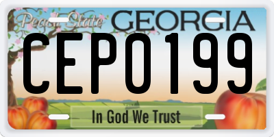 GA license plate CEP0199