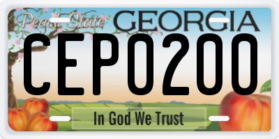 GA license plate CEP0200