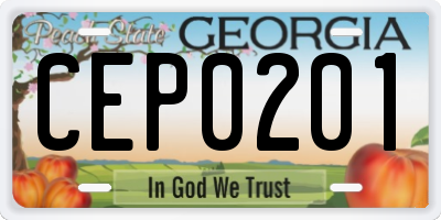 GA license plate CEP0201