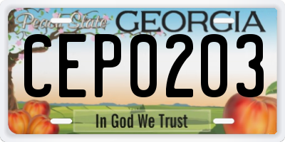 GA license plate CEP0203