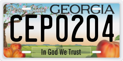 GA license plate CEP0204