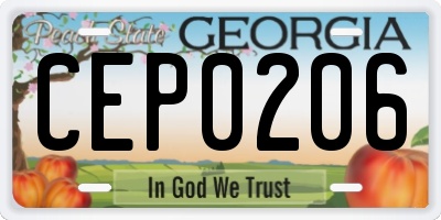 GA license plate CEP0206