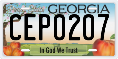 GA license plate CEP0207