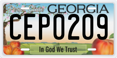 GA license plate CEP0209