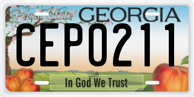 GA license plate CEP0211