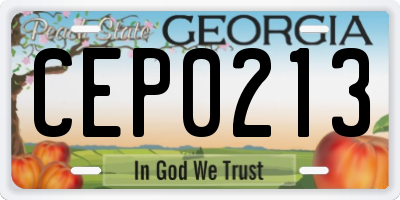 GA license plate CEP0213