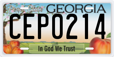 GA license plate CEP0214