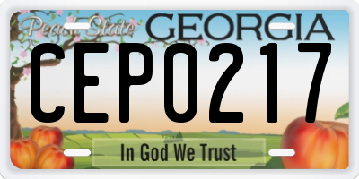 GA license plate CEP0217