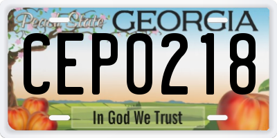 GA license plate CEP0218