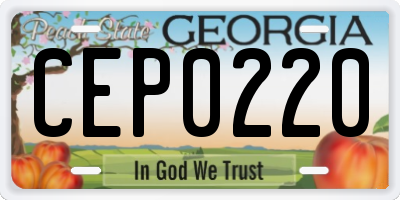 GA license plate CEP0220