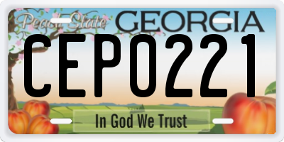 GA license plate CEP0221