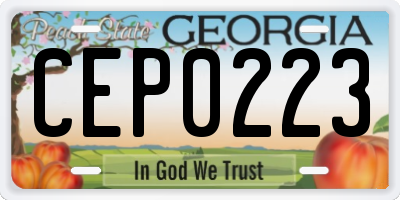GA license plate CEP0223