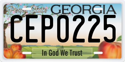 GA license plate CEP0225