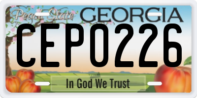 GA license plate CEP0226