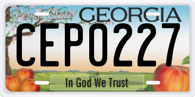 GA license plate CEP0227