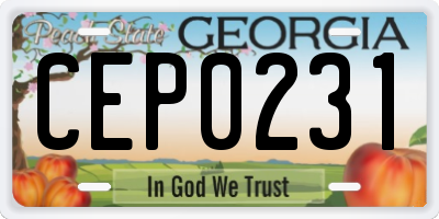 GA license plate CEP0231