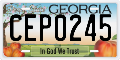 GA license plate CEP0245