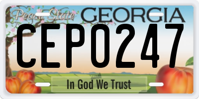GA license plate CEP0247