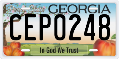 GA license plate CEP0248