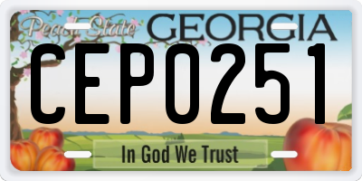 GA license plate CEP0251