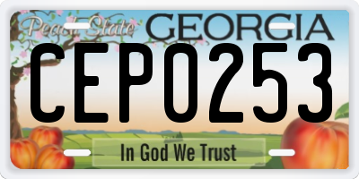GA license plate CEP0253