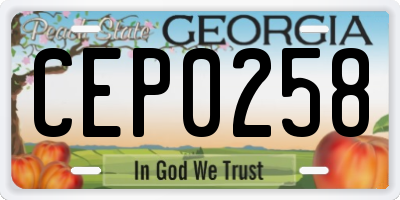 GA license plate CEP0258