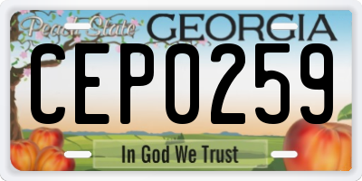 GA license plate CEP0259