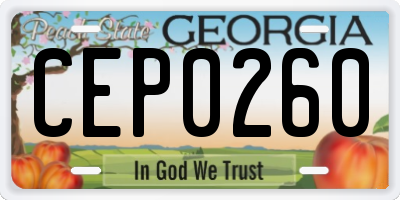 GA license plate CEP0260