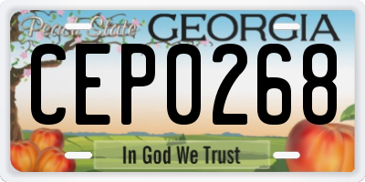 GA license plate CEP0268