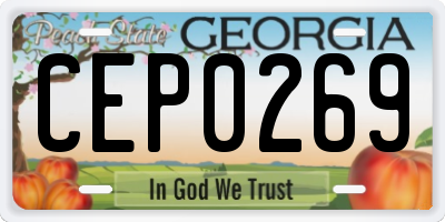 GA license plate CEP0269