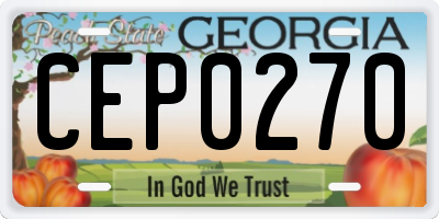 GA license plate CEP0270