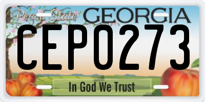GA license plate CEP0273