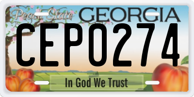 GA license plate CEP0274