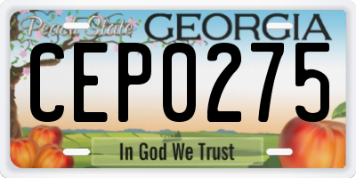 GA license plate CEP0275