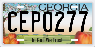 GA license plate CEP0277