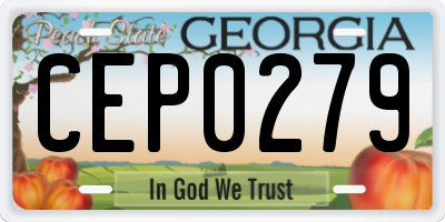GA license plate CEP0279