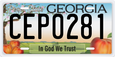 GA license plate CEP0281