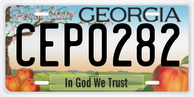 GA license plate CEP0282
