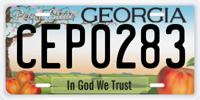 GA license plate CEP0283