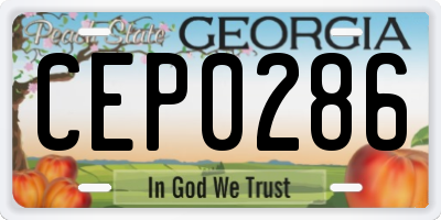 GA license plate CEP0286