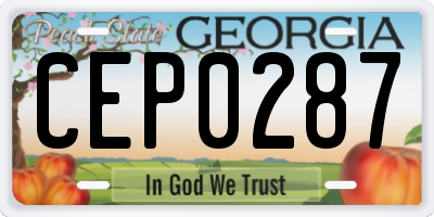GA license plate CEP0287