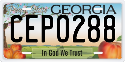 GA license plate CEP0288